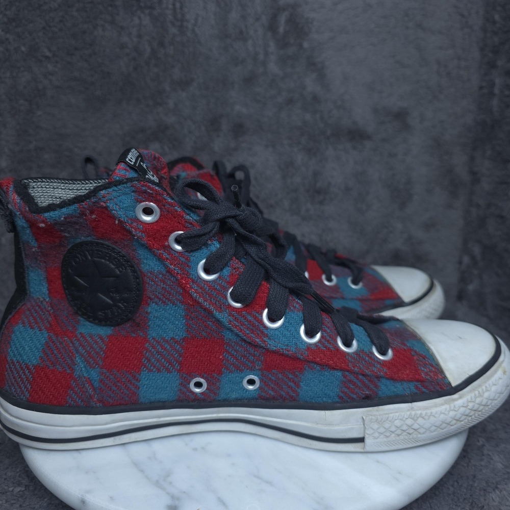 Converse All Star Shoes Womens 10.5 Red Woolrich Plaid Flannel High Top Sneaker